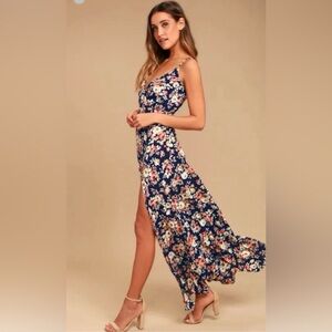 Lulus Bliss Navy Blue Floral Print Maxi Dress perfect spring dress.